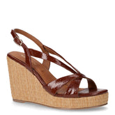 Sandalo in ecopelle con zeppa cognac | Boscaini Scarpe
