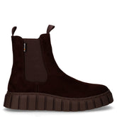 Stivaletto in tessuto scamosciato con zip marrone | Boscaini Scarpe