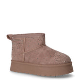 Stivaletto caldo in tessuto con strass bambina taupe | Boscaini Scarpe