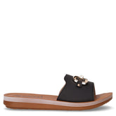 Ciabatta in ecopelle con staffa nero | Boscaini Scarpe