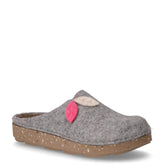 Ciabatta in tessuto con decoro foglie grigio argento | Boscaini Scarpe