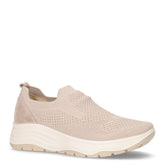 Sneaker in tessuto e pelle con zeppa crema | Boscaini Scarpe