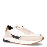 Low Top Lace Up Repreve Mix sneaker in pelle e tessuto beige bianco - CALVIN KLEIN | Boscaini Scarpe