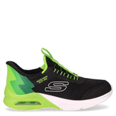 Microspec Max Brisk Stripe sneaker in tessuto ed ecopelle bambino nero lime | Boscaini Scarpe