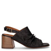 Sandalo con tacco in pelle nero - Sandali Donna | Boscaini Scarpe