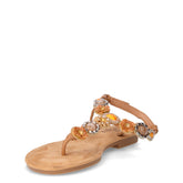 Sandalo infradito in ecopelle con pietre cammello | Boscaini Scarpe