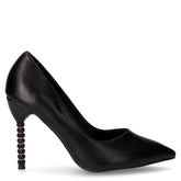 Décolleté in ecopelle con tacco gioiello nero | Boscaini Scarpe