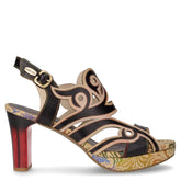 Hicao sandalo con tacco in pelle nero beige - Sandali Con Tacco Donna | Boscaini Scarpe