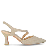 Sandalo a punta con tacco in tessuto platino - Sandali Donna | Boscaini Scarpe