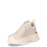 Sneaker slip on in tessuto avorio strass | Boscaini Scarpe