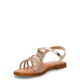 Sandalo in tessuto con strass oro | Boscaini Scarpe