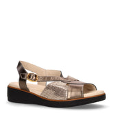 Sandalo con zeppa in pelle peltro - Comfort Donna | Boscaini Scarpe