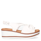 Sandalo con zeppa in pelle bianco | Boscaini Scarpe