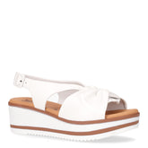 Sandalo con zeppa in pelle bianco | Boscaini Scarpe