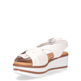 Sandalo con zeppa in pelle bianco | Boscaini Scarpe