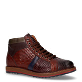Stivaletto stringato con zip comb marrone bordeaux | Boscaini Scarpe