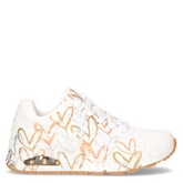 Uno Metallic love sneaker in ecopelle bianco oro - SKECHERS DONNA | Boscaini Scarpe