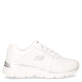Fashion fit effortless sneaker in ecopelle bianco argento - SKECHERS DONNA | Boscaini Scarpe