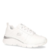 Fashion fit effortless sneaker in ecopelle bianco argento - SKECHERS DONNA | Boscaini Scarpe