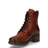 Stivaletto stringato in pelle con tacco brandy | Boscaini Scarpe