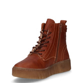 Stivaletto stringato in pelle con platform brandy | Boscaini Scarpe