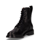 Stivaletto stringato in pelle con zip nero | Boscaini Scarpe