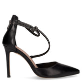 Sandalo a punta in ecopelle con strass nero - QUEEN HELENA | Boscaini Scarpe