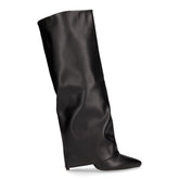 Stivale a punta in ecopelle con risvolto e tacco nero - QUEEN HELENA | Boscaini Scarpe