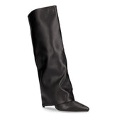 Stivale a punta in ecopelle con risvolto e tacco nero - QUEEN HELENA | Boscaini Scarpe