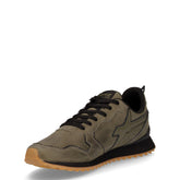 Jet sneaker in pelle e tessuto militare nero | Boscaini Scarpe