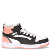 Rebound v6 Mid sneaker bambina in ecopelle bianco nero rosa | Boscaini Scarpe