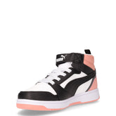 Rebound v6 Mid sneaker bambina in ecopelle bianco nero rosa | Boscaini Scarpe