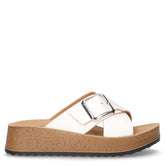 Ciabatta in ecopelle con zeppa bianco | Boscaini Scarpe