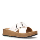 Ciabatta in ecopelle con zeppa bianco | Boscaini Scarpe