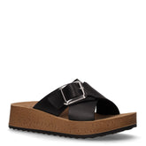 Ciabatta con zeppa in ecopelle nero | Boscaini Scarpe