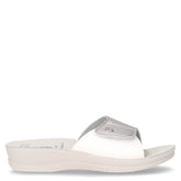 Ciabatta in ecopelle con strappo argento bianco | Boscaini Scarpe