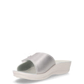 Ciabatta in ecopelle con strappo argento bianco | Boscaini Scarpe