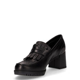 Décolleté in pelle con frangia nero | Boscaini Scarpe