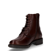 Stivaletto stringato in pelle con zip marrone | Boscaini Scarpe