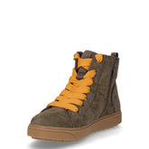 Sneaker in tessuto con zip kaki zafferano | Boscaini Scarpe