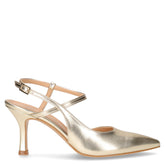 Sandalo a punta con tacco in ecopelle platino | Boscaini Scarpe