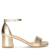 Sandalo con tacco in ecopelle platino | Boscaini Scarpe