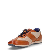 Stringata sportiva in pelle e tessuto beige cognac | Boscaini Scarpe