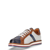 Stringata casual in pelle bianco marine marrone | Boscaini Scarpe