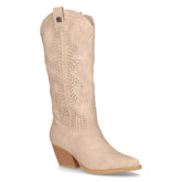 Stivale camperos in ecopelle con tacco beige | Boscaini Scarpe