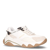 Sneaker in ecopelle e tessuto bianco beige - Sneakers Donna | Boscaini Scarpe