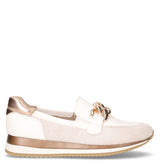 Mocassino in tessuto ed ecopelle con catena bianco oro rosa - Mocassini Donna | Boscaini Scarpe
