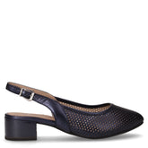 Slingback in pelle con tacco navy perlato | Boscaini Scarpe