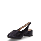 Slingback in pelle con tacco navy perlato | Boscaini Scarpe