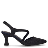 Sandalo a punta con tacco in tessuto navy - Sandali Con Tacco Donna | Boscaini Scarpe